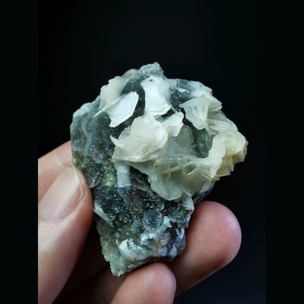 Sugary multicolor garnet with white calcite — alternate view