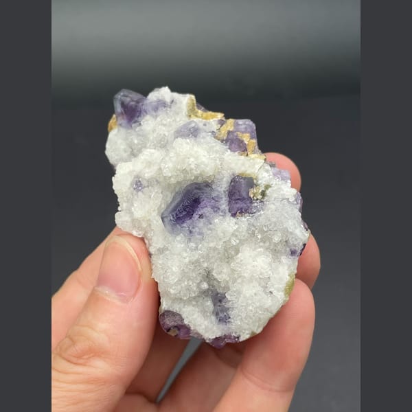 Deep purple fluorite cubes in white quartz from Inner Mongolia — alternate view