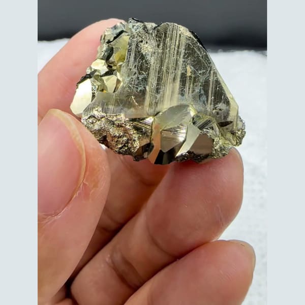 Lustrous Pyrite Crystal Group Yaogangxian 2.5 cm — detail view