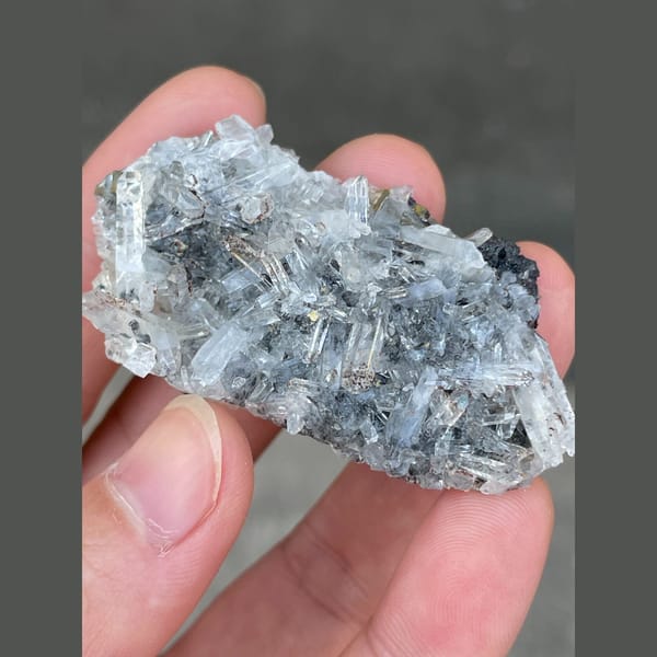 Frosted grey-white quartz cluster from Shangbao, Hunan — complete view
