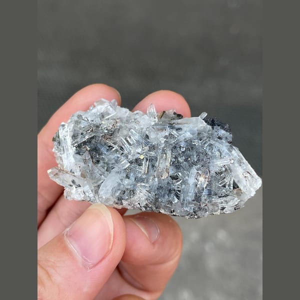 Frosted grey-white quartz cluster from Shangbao, Hunan — alternate view