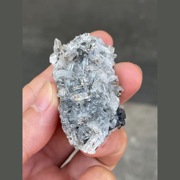 Frosted grey-white quartz cluster from Shangbao, Hunan — alternate view