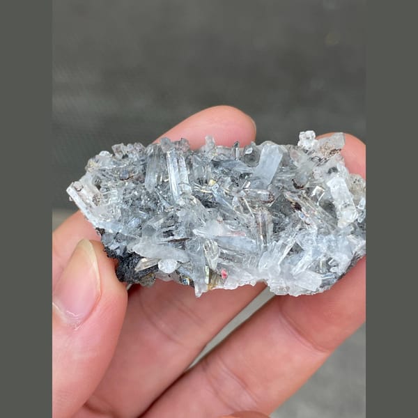 Frosted grey-white quartz cluster from Shangbao, Hunan — detail view