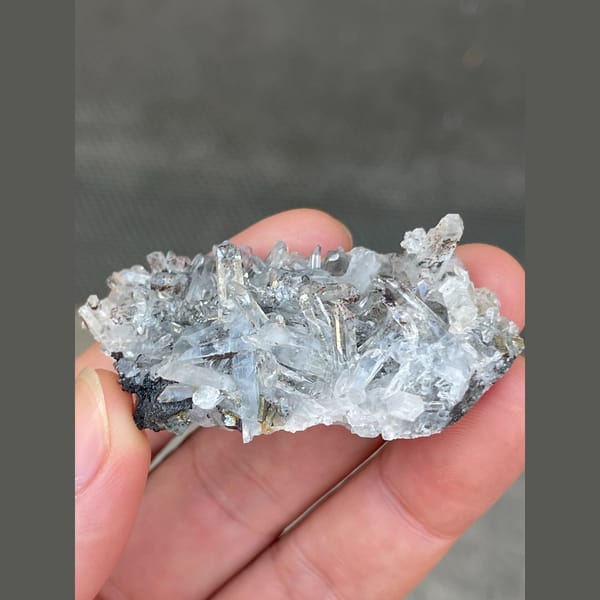 Frosted grey-white quartz cluster from Shangbao, Hunan — detail view
