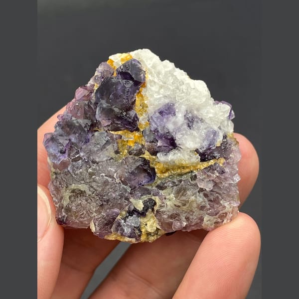 Purple fluorite cubes with golden accents from Inner Mongolia — alternate view