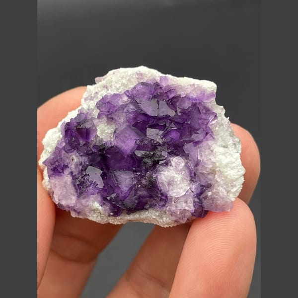 Deep purple fluorite cubes on white matrix from Inner Mongolia — alternate view
