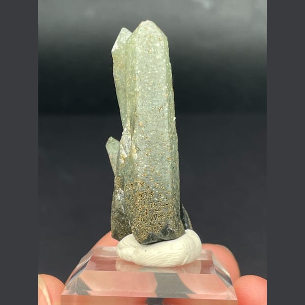 Slender green included quartz crystals from Inner Mongolia — detail view