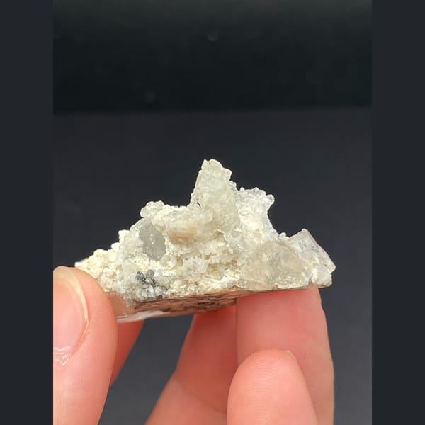 White quartz crystals with pale fluorite from Inner Mongolia — detail view