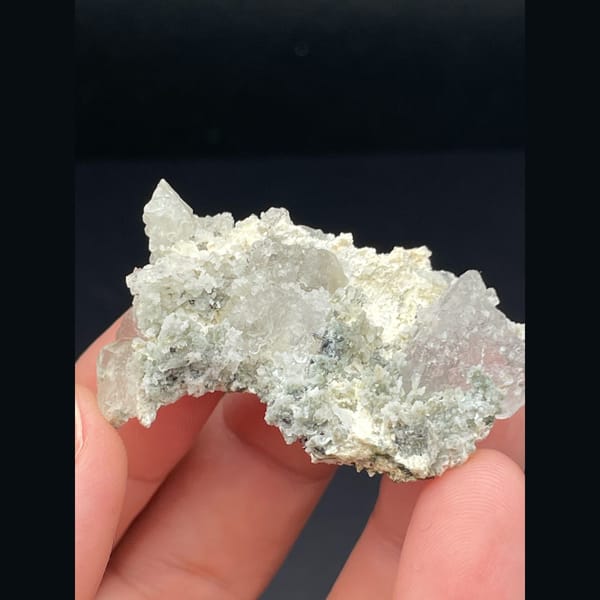 White quartz crystals with pale fluorite from Inner Mongolia — detail view