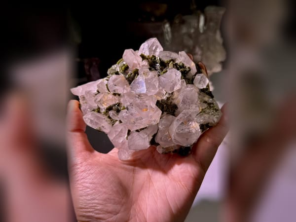 Garden Quartz with Epidote 330.6 g, 12.2 cm Lodolite Display Specimen — complete view