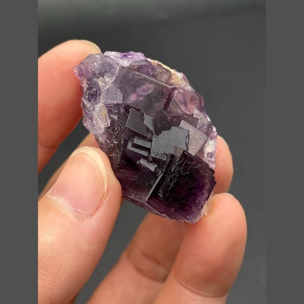 Deep purple cubic fluorite cluster from Anhui — alternate view