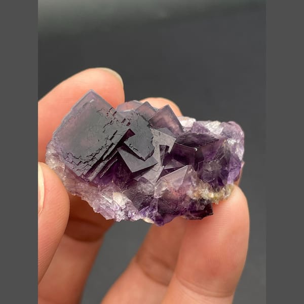 Deep purple cubic fluorite cluster from Anhui — alternate view