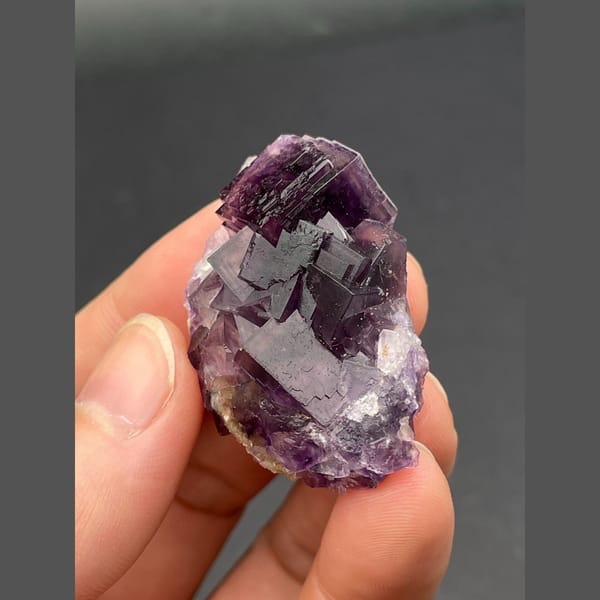Deep purple cubic fluorite cluster from Anhui — detail view