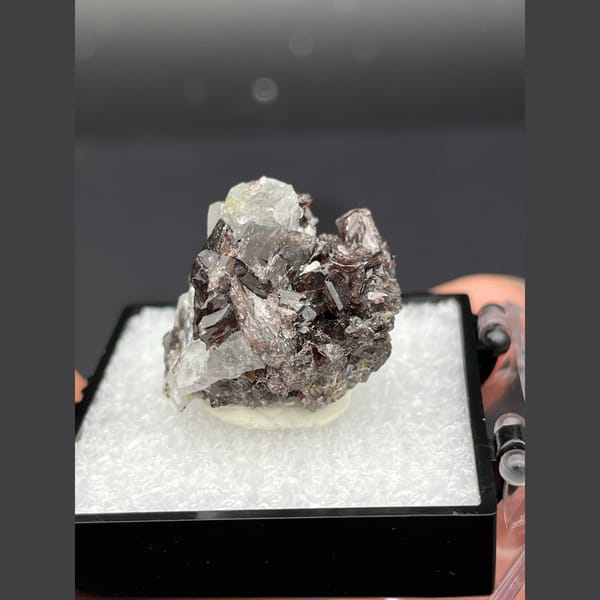 Small brown axinite crystals with quartz from Pakistan — complete view