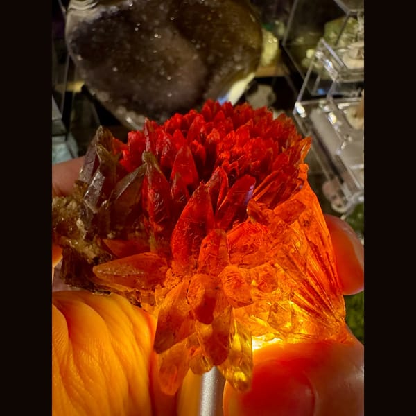 Amber-Orange Calcite Flame Cluster 6.5 cm — alternate view