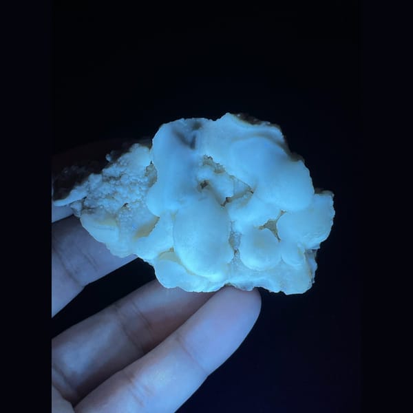 Rounded white calcite cluster from Yunnan — detail view