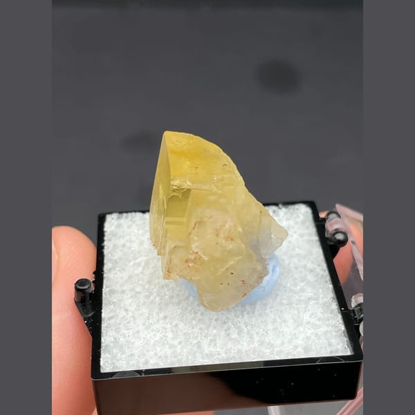 Small golden yellow fluorite cube from Beijing — alternate view