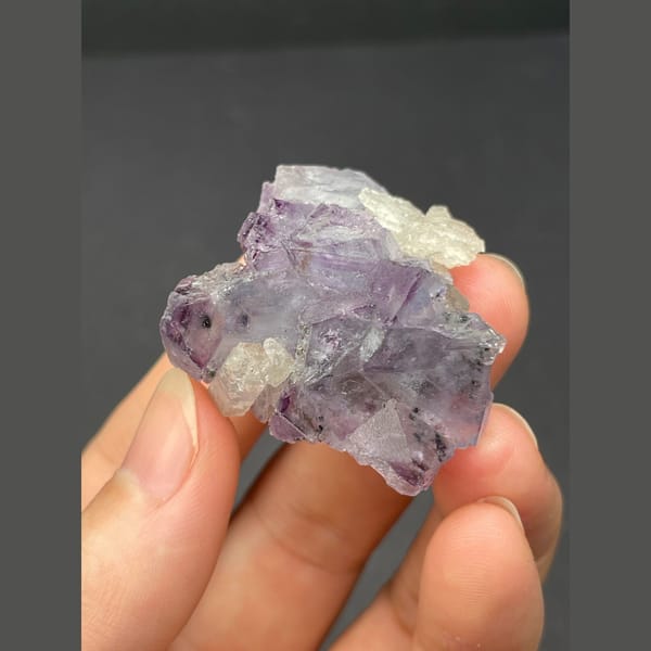 Lilac fluorite cubes with quartz from Inner Mongolia — alternate view
