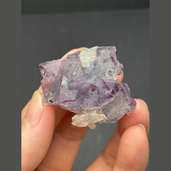 Lilac fluorite cubes with quartz from Inner Mongolia — detail view