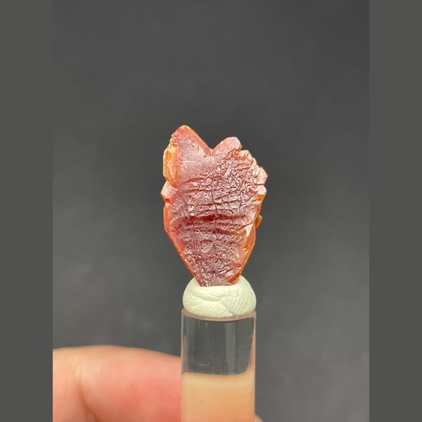 Skeletal red-orange vanadinite crystal group from Morocco — alternate view
