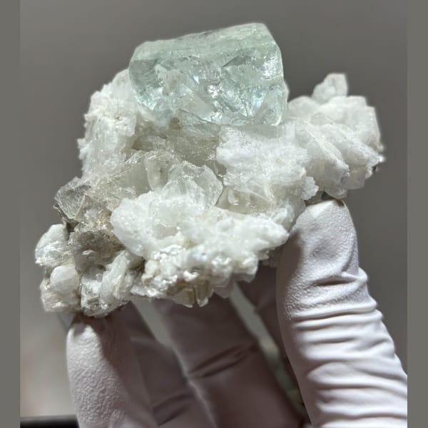 Fluorite with Albite and Mica Xuebaoding 7.6 cm — alternate view