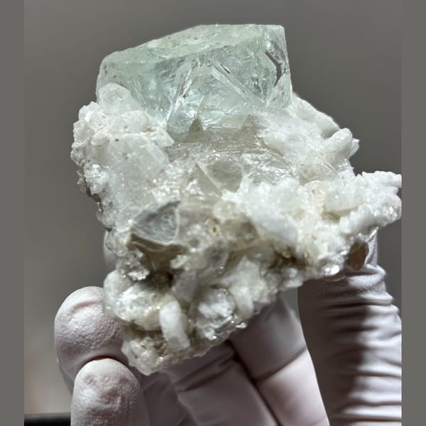 Fluorite with Albite and Mica Xuebaoding 7.6 cm — alternate view