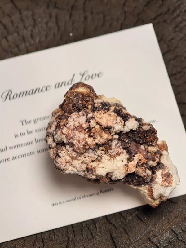 Blush and Cream Popcorn Gypsum — Two-Sided Specimen — individual mineral specimen view 1