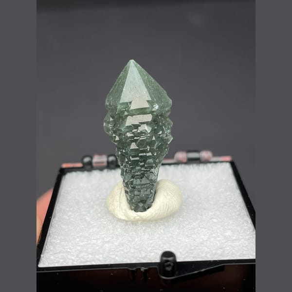Dark green nailhead quartz scepter from Inner Mongolia — complete view