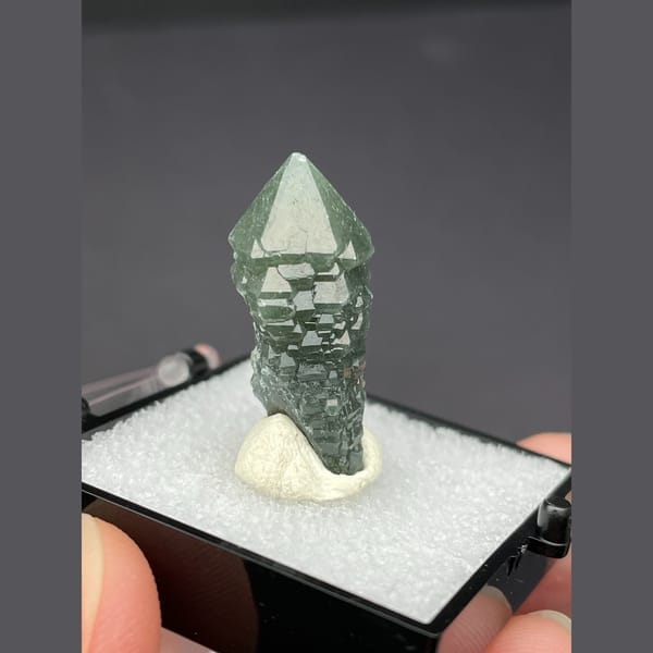 Dark green nailhead quartz scepter from Inner Mongolia — alternate view
