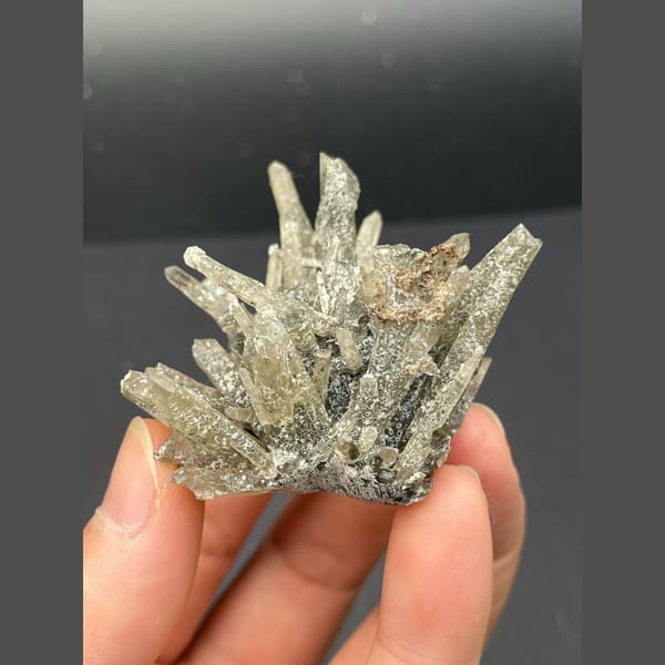 Radiating star-like grey quartz cluster from Inner Mongolia — alternate view