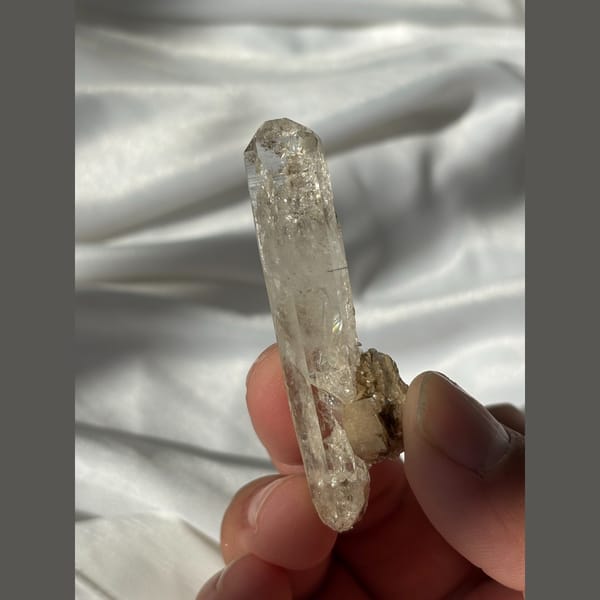 DT Quartz with Mica and Calcite Xuebaoding 6.4 cm — complete view