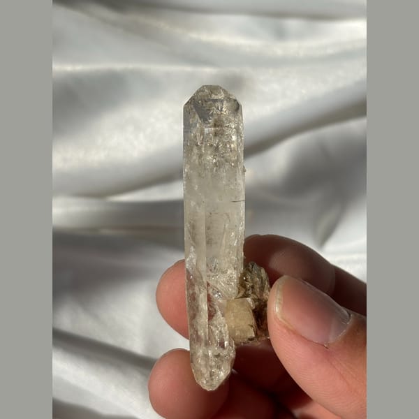 DT Quartz with Mica and Calcite Xuebaoding 6.4 cm — alternate view