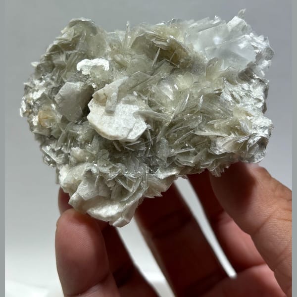 White Fluorite with Mica and Albite Xuebaoding 7.5 cm — complete view