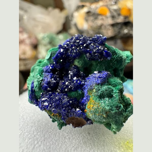 Azurite Rosettes on Malachite 3.5 cm — detail view