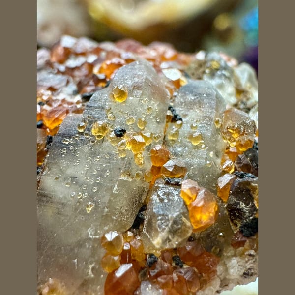Smoky Quartz with Orange Garnet 5.5 cm — alternate view