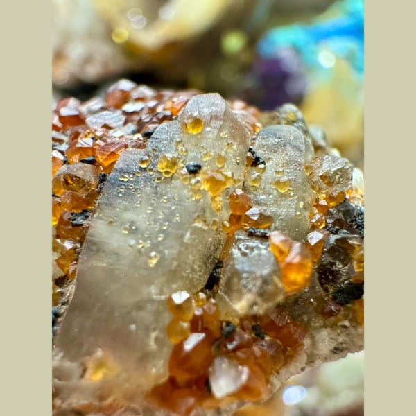 Smoky Quartz with Orange Garnet 5.5 cm — detail view