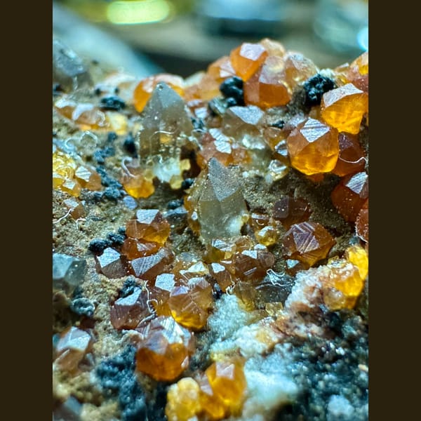 Smoky Quartz with Orange Garnet 5.5 cm — detail view
