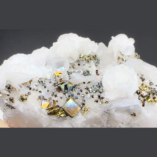 Petal Calcite with Iridescent Pyrite Yaogangxian 4.1 cm — alternate view