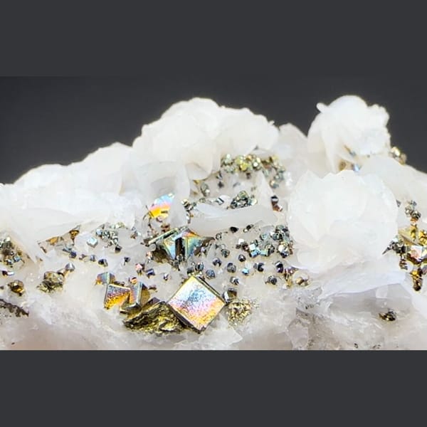 Petal Calcite with Iridescent Pyrite Yaogangxian 4.1 cm — alternate view