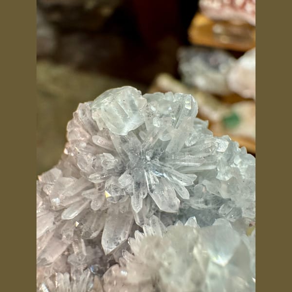 White Quartz Chrysanthemum with Calcite 7.0 cm — alternate view