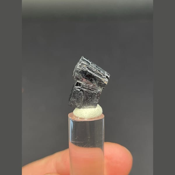 Small bright silver-grey cubic galena crystal — alternate view