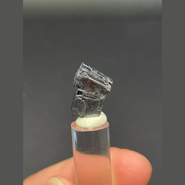 Small bright silver-grey cubic galena crystal — alternate view