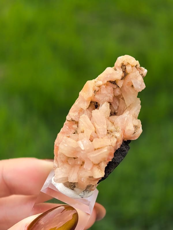 Peach Orange Zeolite Crystal Pocket — India — individual mineral specimen view 3
