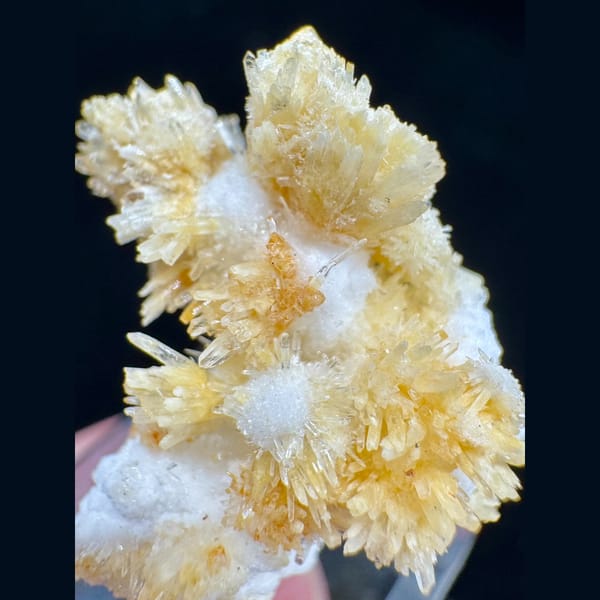 Yellow Creedite Sprays on White Base 7.0 cm — detail view