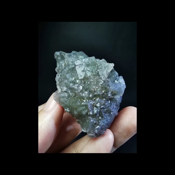 Gray-green fluorite cluster — complete front view