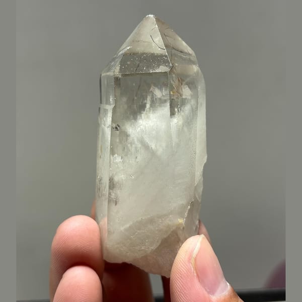 Light Smoky Quartz with Boulangerite Xuebaoding 7.5 cm — complete view