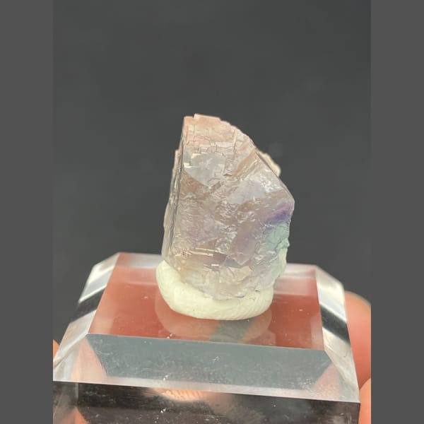 Translucent pale lilac fluorite crystal from Zhejiang — detail view
