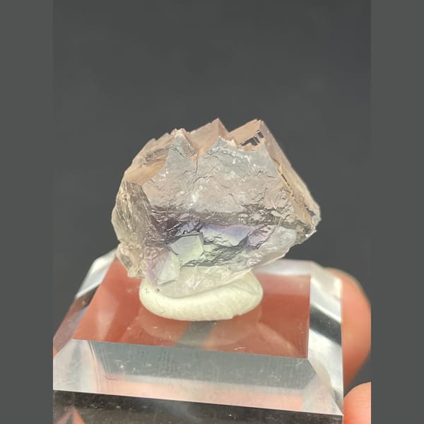 Translucent pale lilac fluorite crystal from Zhejiang — detail view