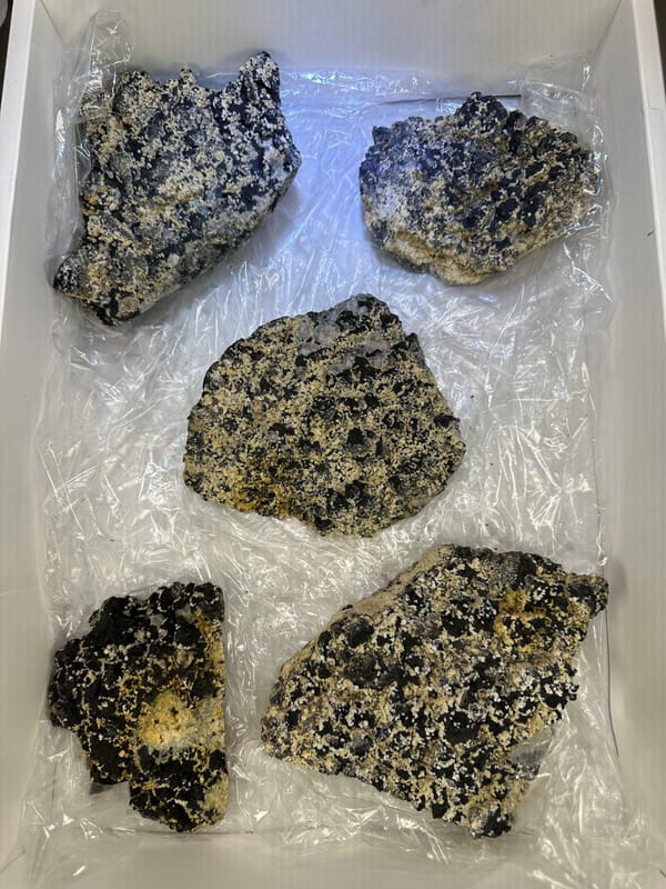 Five-Piece Chalcopyrite Lot, side view