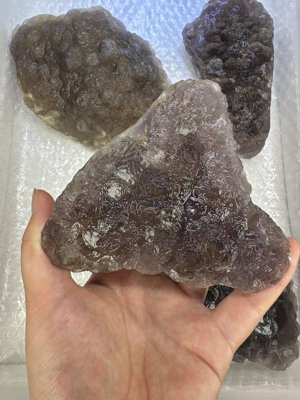 Four-Piece Purple Fluorite Lot, reverse side